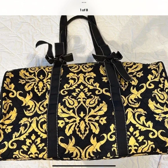 Belvah Quilted Chic Black and Yellow Women's Travel Bag - Picture 2 of 7